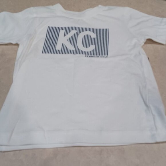 Baby Boys Kenneth Cole Organic Cotton White Logo Tee New With Tags Size 24MO - Picture 1 of 5